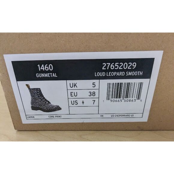 Dr. Martens 1460 Women's Gray Loud Leopard Smooth Leather Lace Up Boots UK 5 NIB - Picture 12 of 15
